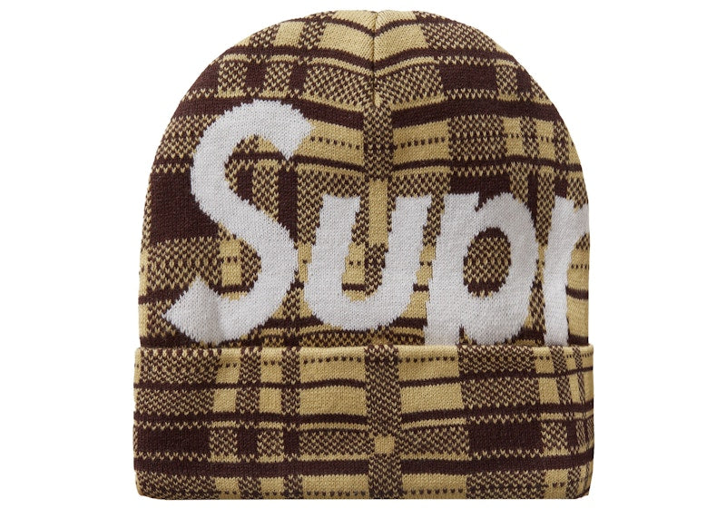 Supreme Big Logo Beanie Beanie (FW23) Tan Plaid