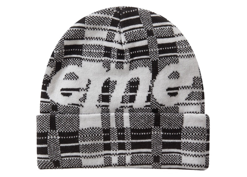 Supreme Big Logo Beanie Beanie (FW23) White Plaid
