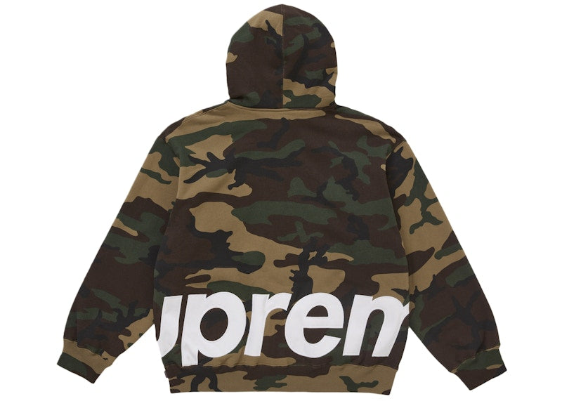 Supreme Big Logo Zip Up Hooded Sweatshirt Woodland Camo