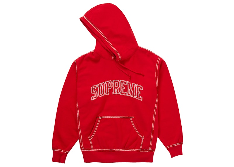 Supreme Big Stitch Hooded Sweatshirt Red