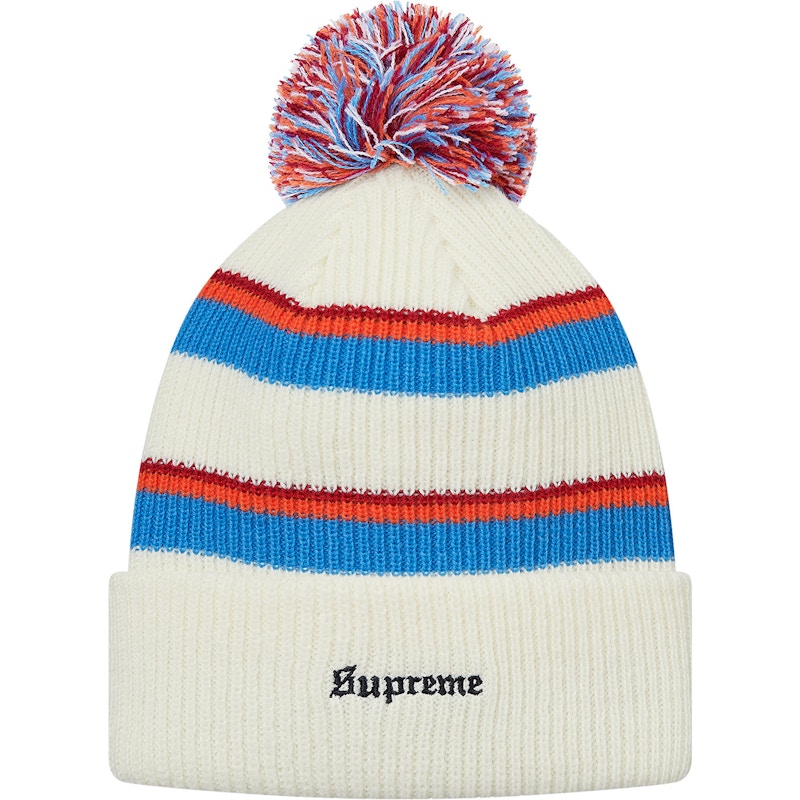 Supreme Big Stripe Beanie Off White