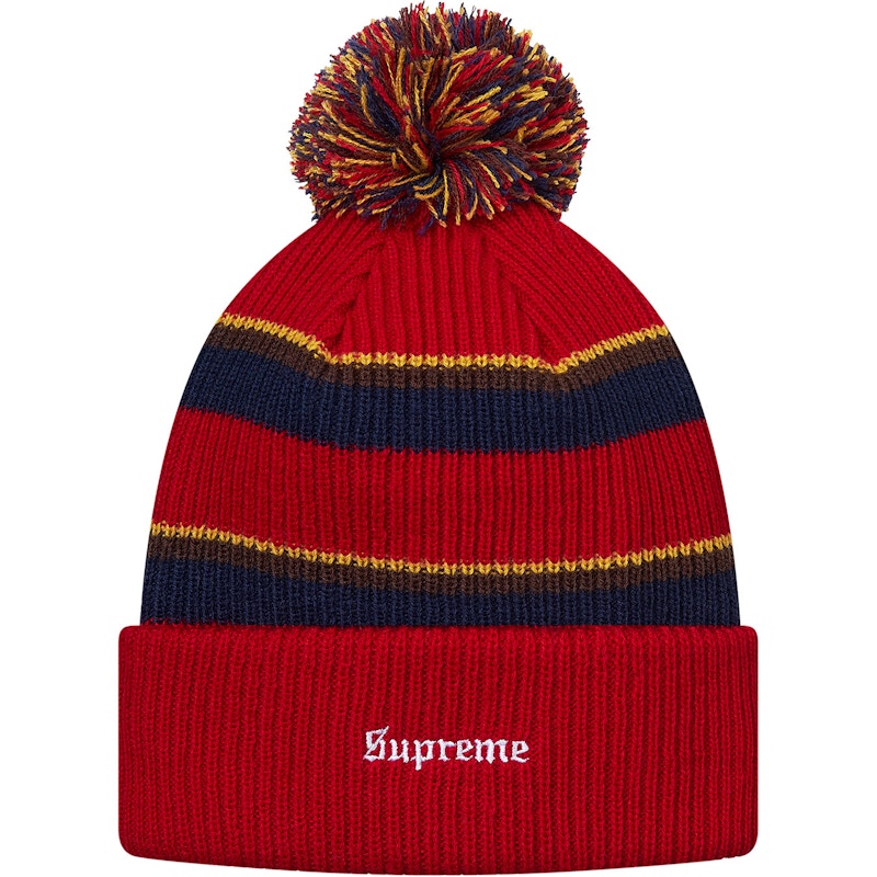 Supreme Big Stripe Beanie Red