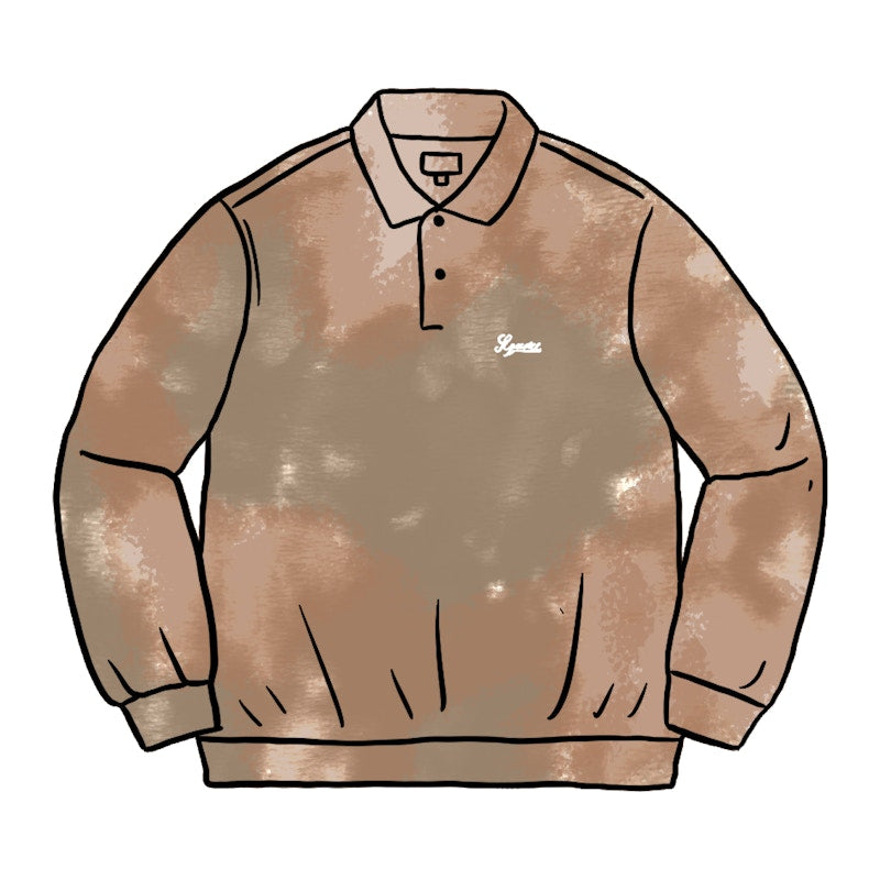 Supreme Bleached Velour L/S Polo Tan