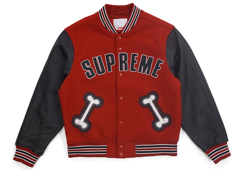 Supreme Bone Varsity Jacket Red