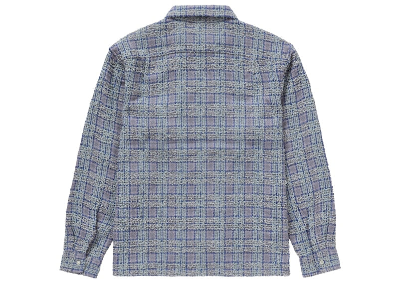 Supreme Boucle Zip Up Shirt Blue