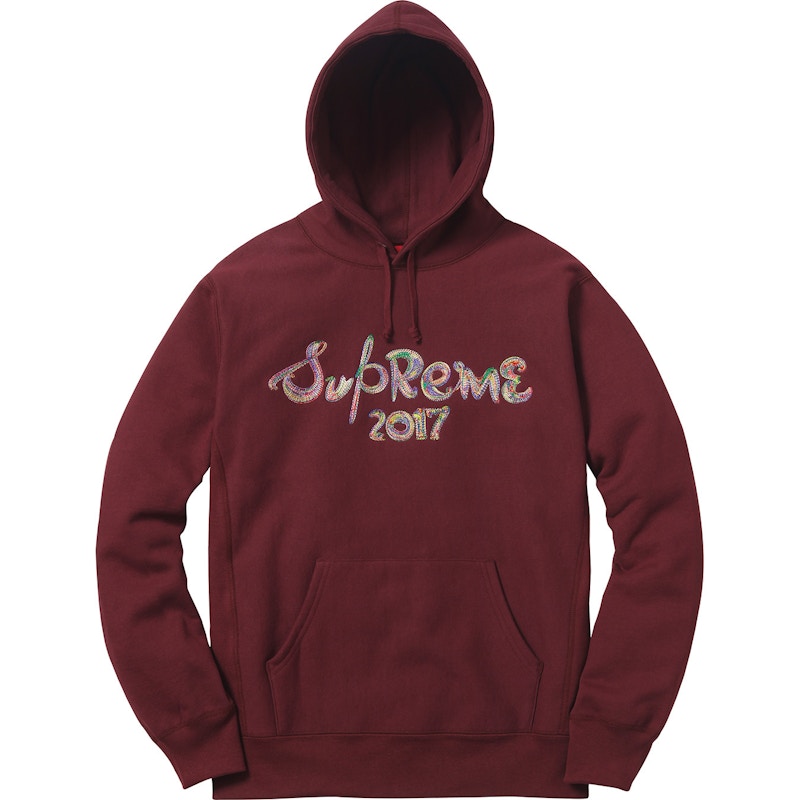 Supreme Brush Logo Hoodie Burgundy