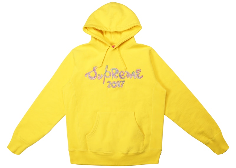 Supreme Brush Logo Hoodie Yellow