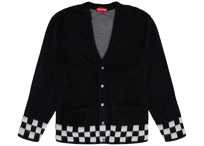 Supreme Brushed Checkerboard Cardigan Black