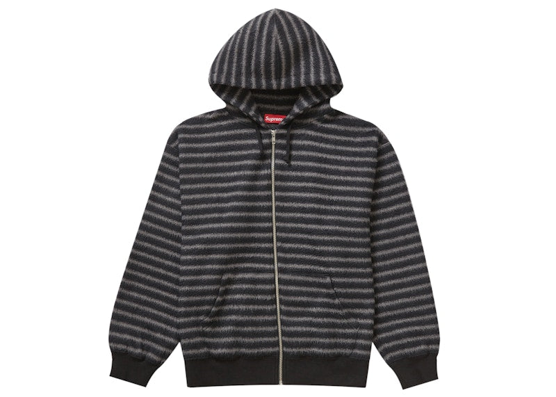 Supreme Brushed Zip Up Hooded Sweatshirt Black
