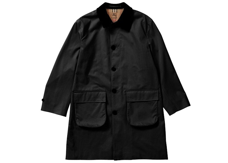 Supreme Burberry Leather Collar Trench Black