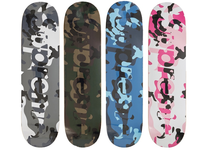 Supreme Camo Logo Skateboard Deck Snow Camo/Woodland Camo/Blue Camo/Pink Camo Set