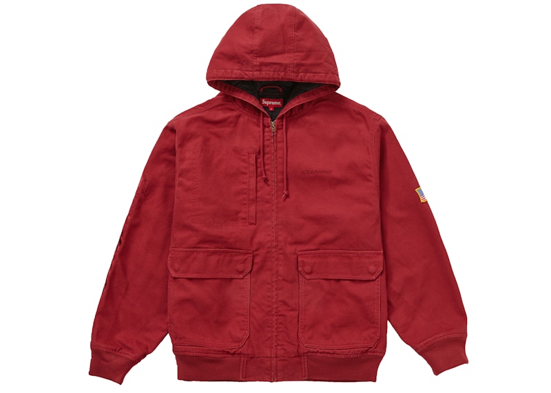 Supreme Canvas Hooded Work Jacket Red
