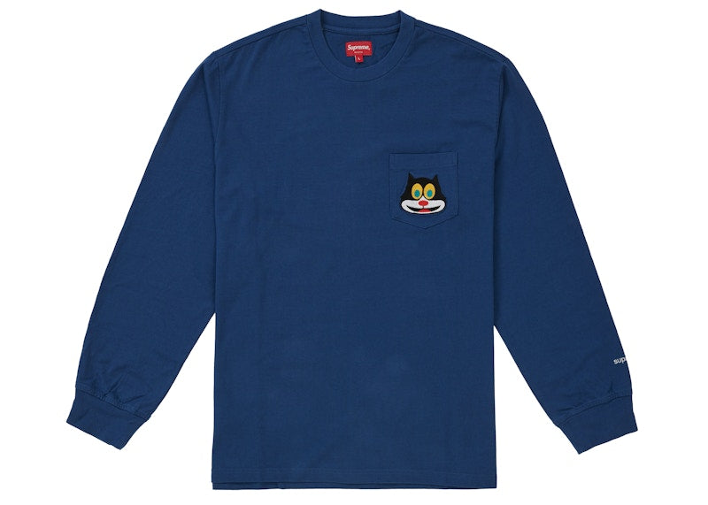 Supreme Cat L/S Pocket Tee Navy