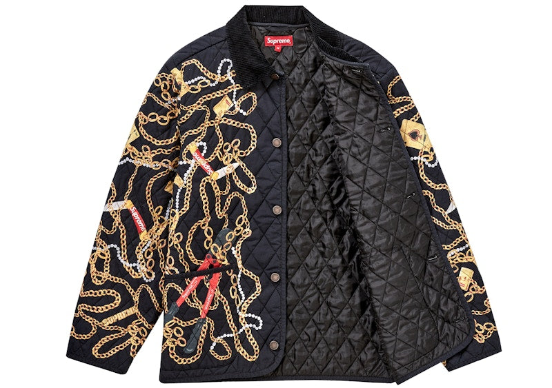 Supreme Chains Quilted Jacket Black
