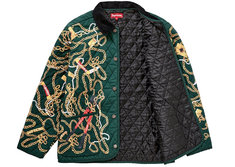Supreme Chains Quilted Jacket Dark Green
