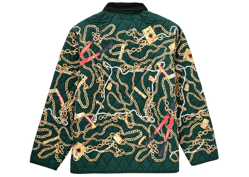 Supreme Chains Quilted Jacket Dark Green