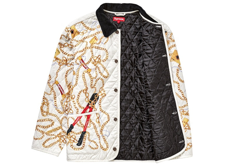 Supreme Chains Quilted Jacket White