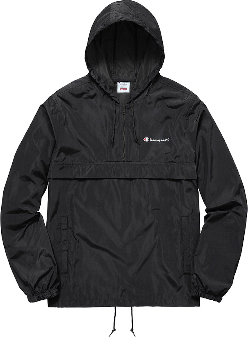 Supreme Champion Half Zip Windbreaker Black