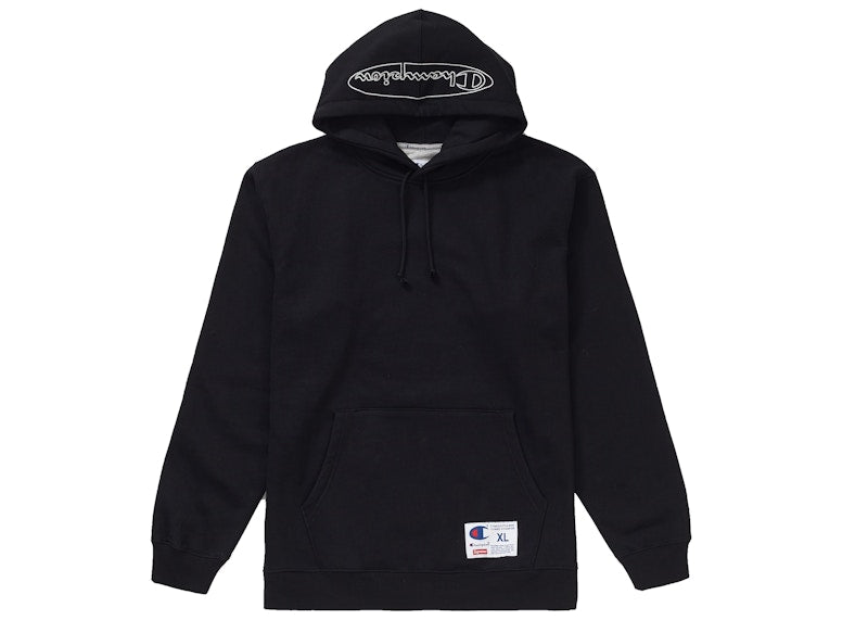 Supreme Champion Outline Hooded Sweatshirt Black