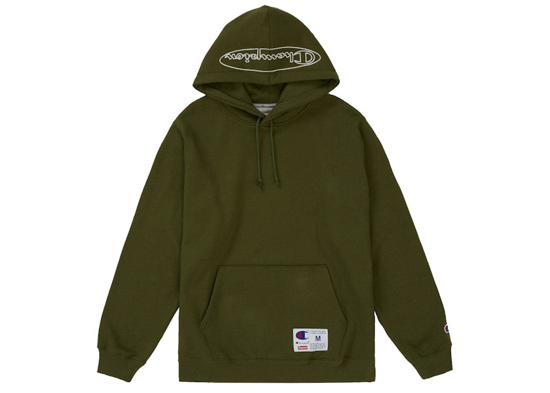 Supreme Champion Outline Hooded Sweatshirt Dark Olive