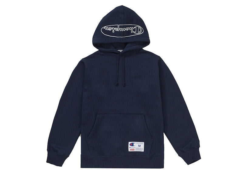 Supreme Champion Outline Hooded Sweatshirt Navy