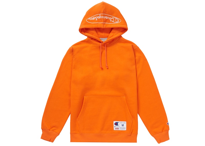 Supreme Champion Outline Hooded Sweatshirt Orange
