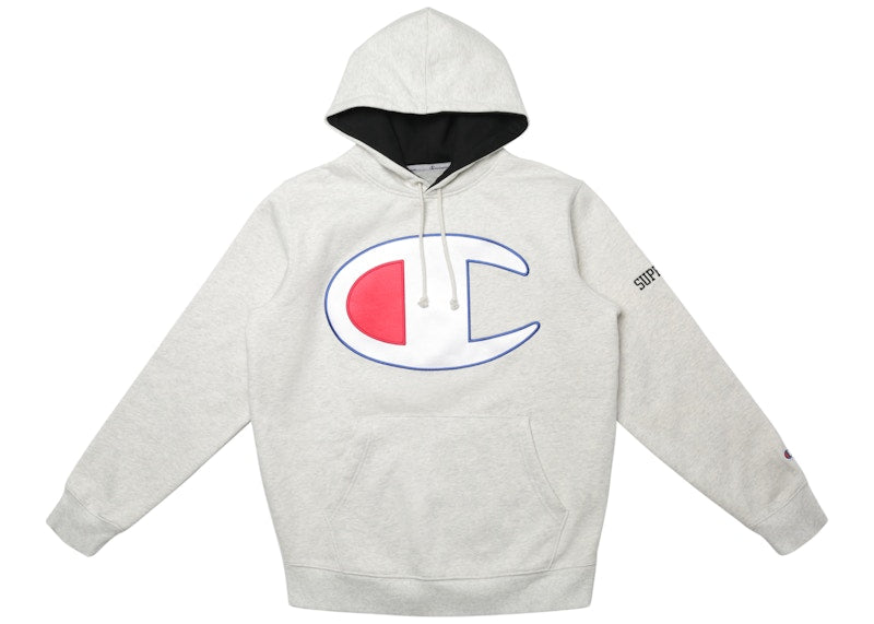 Supreme Champion Satin Logo Hoodie Ash Grey
