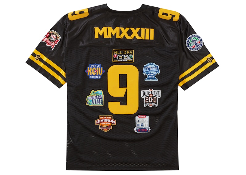 Supreme Championships Embroidered Football Jersey Black
