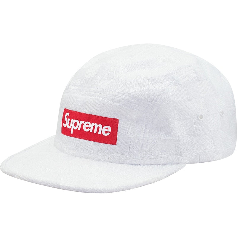 Supreme Checker Weave Camp Cap White