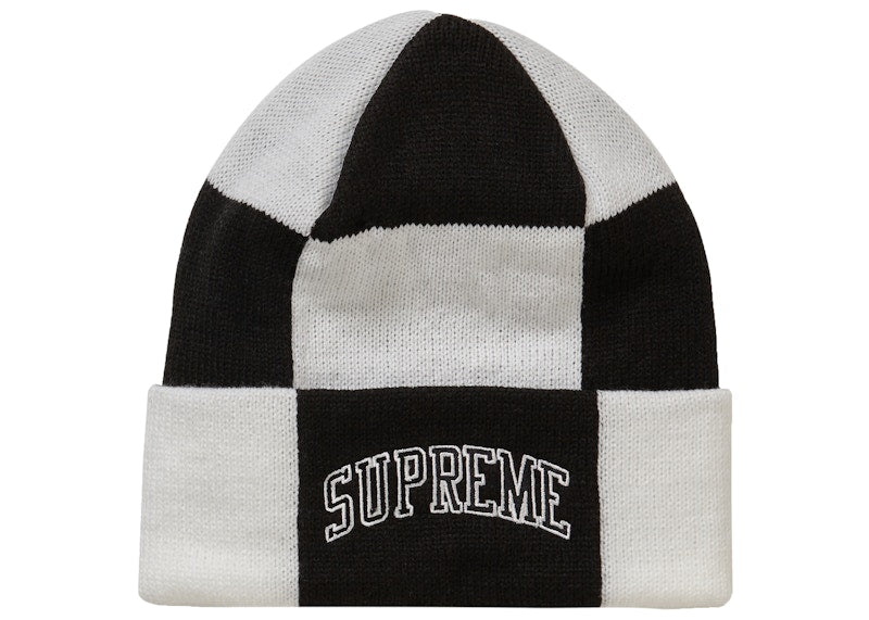 Supreme Checkerboard Beanie White