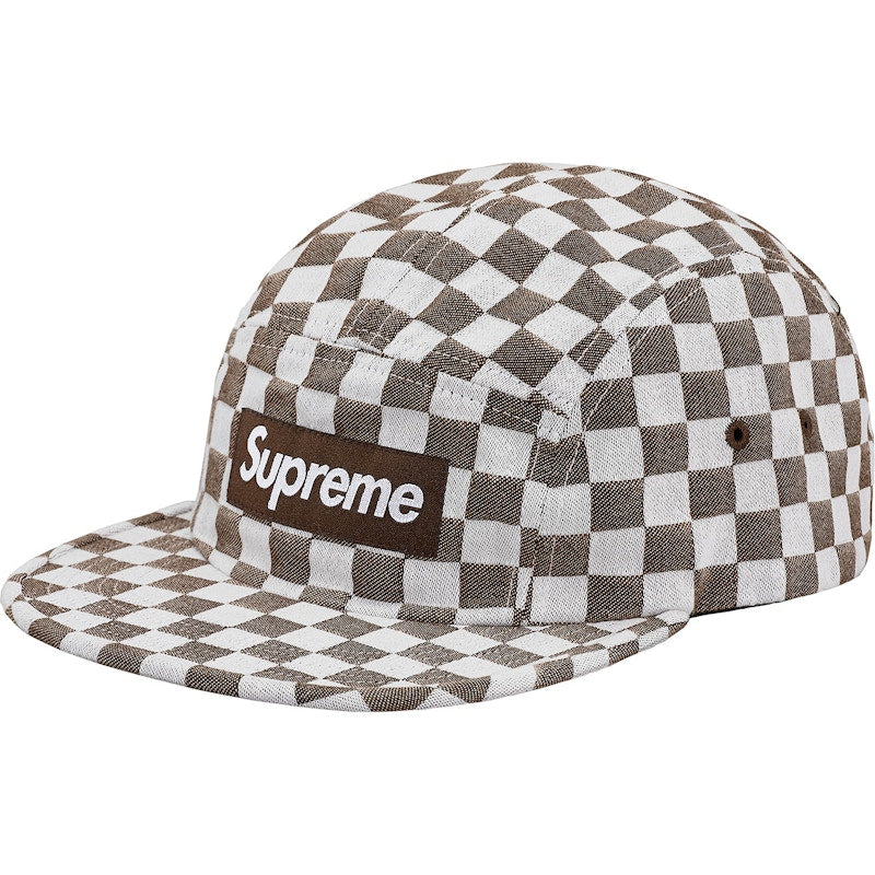 Supreme Checkerboard Camp Cap Brown