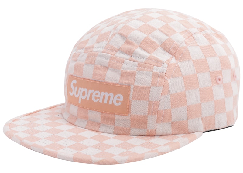 Supreme Checkerboard Camp Cap Peach