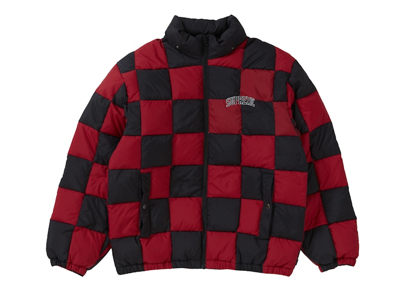 Supreme Checkerboard Puffy Jacket Dark Red