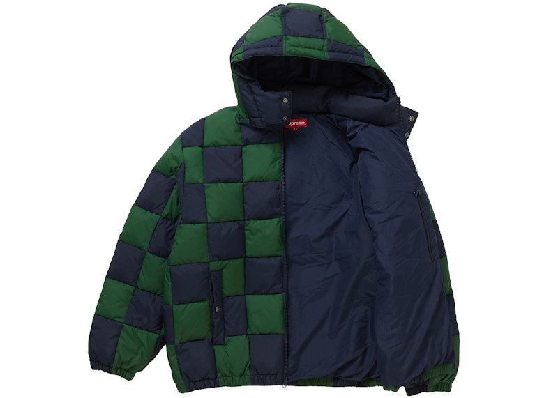 Supreme Checkerboard Puffy Jacket Navy