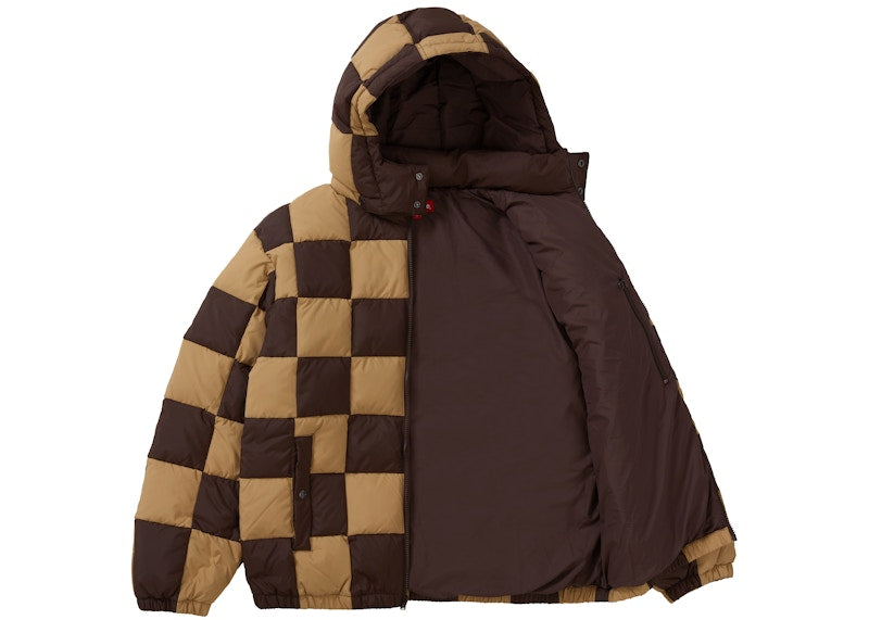 Supreme Checkerboard Puffy Jacket Tan