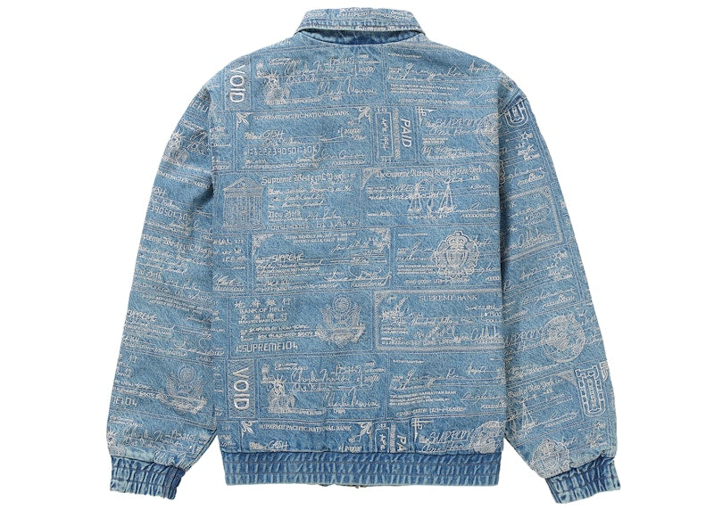 Supreme Checks Embroidered Denim Jacket Blue