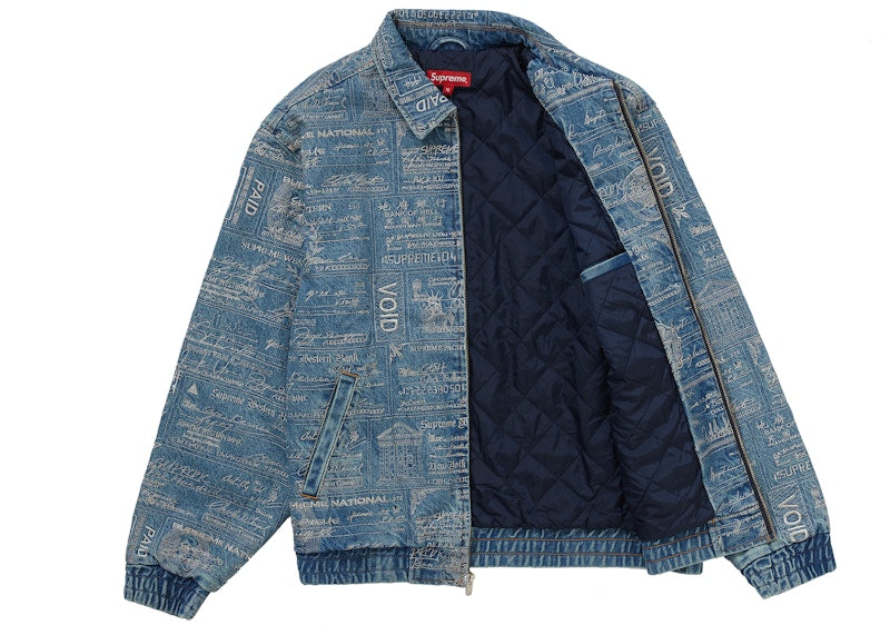 Supreme Checks Embroidered Denim Jacket Blue