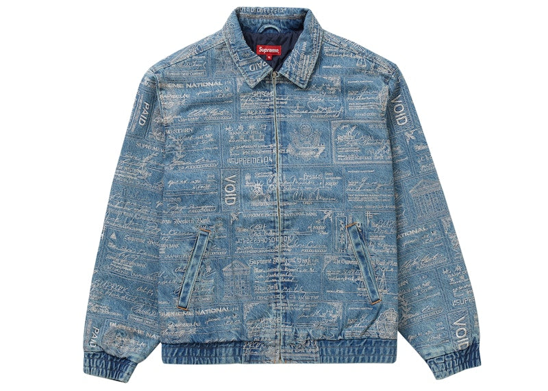Supreme Checks Embroidered Denim Jacket Blue
