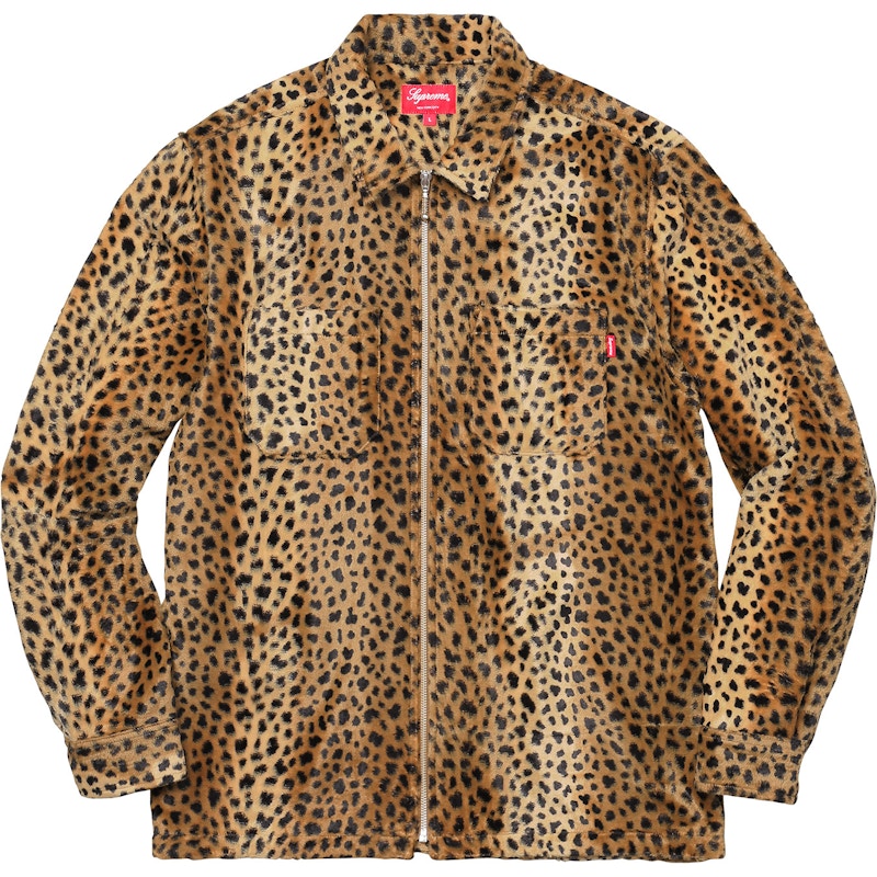 Supreme Cheetah Pile Zip Up Shirt Cheetah