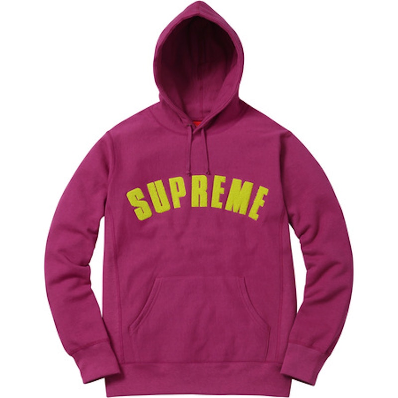 Supreme Chenille Arc Logo Hoodie Magenta