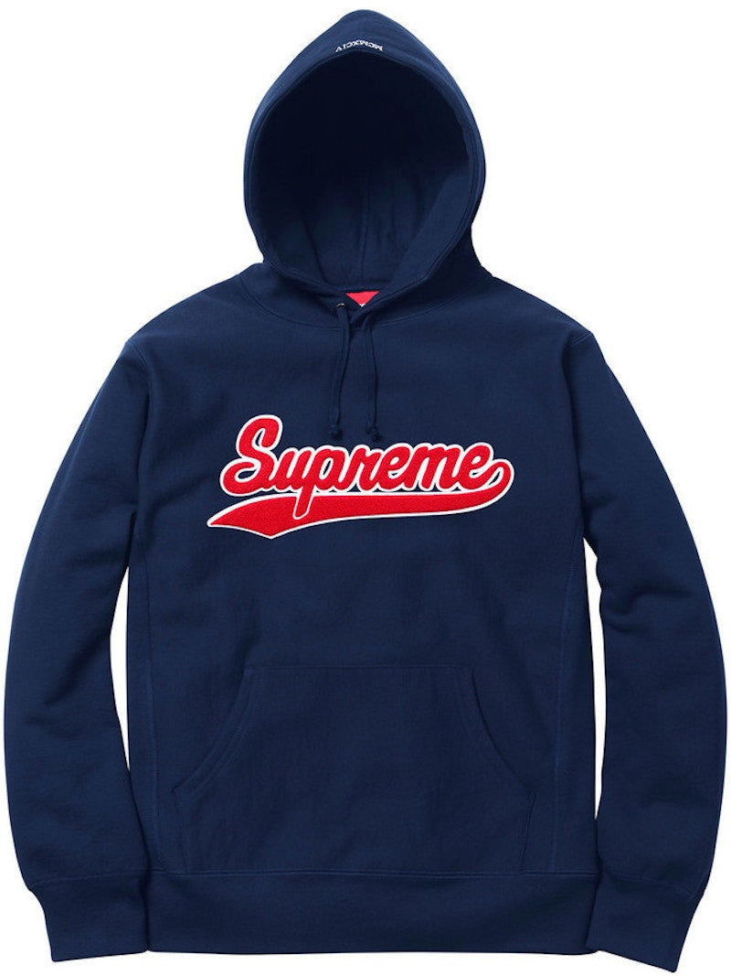 Supreme Chenille Script Hooded Sweatshirt Navy