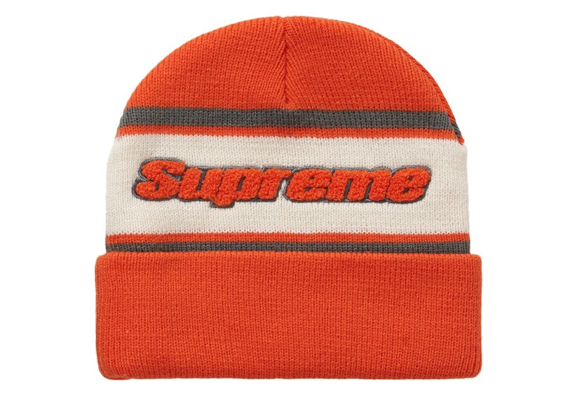 Supreme Chenille Stripe Beanie Orange