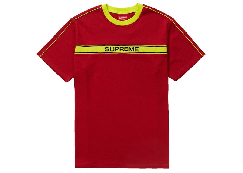 Supreme Chest Stripe Logo S/S Top Dark Red