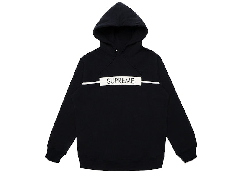 Supreme Chest Twill Tape Hooded Sweatshirt Black