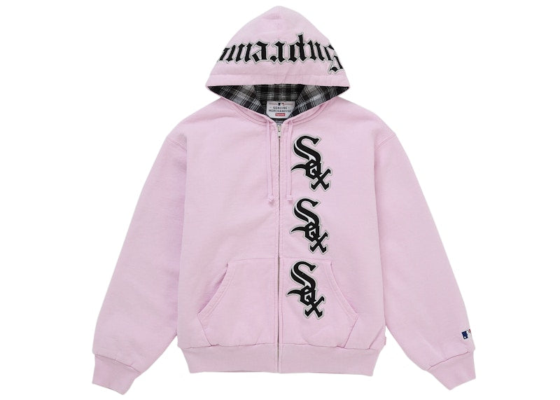 Supreme Chicago White Sox Zip Up Hooded Sweatshirt Light Pink
