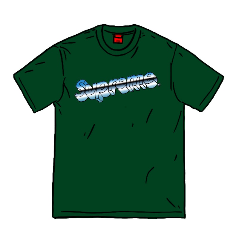 Supreme Chrome Logo Tee Dark Green