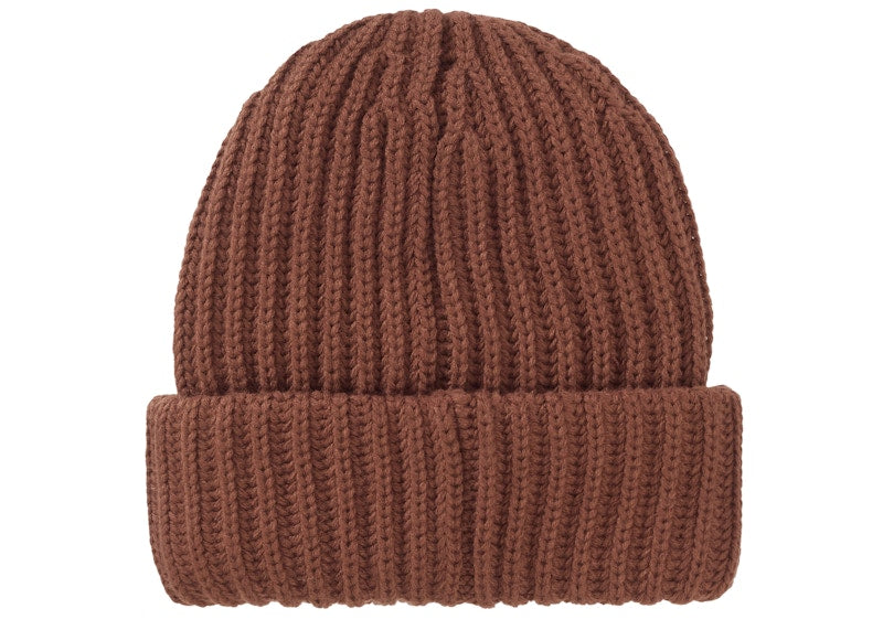 Supreme Chunky Rib Classic Logo Beanie Brown