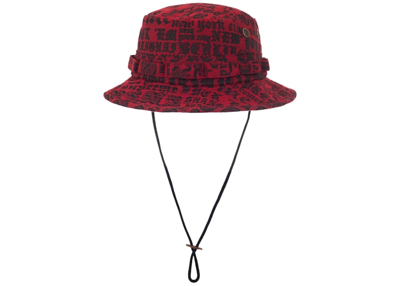 Supreme Supreme Cities Jacquard Boonie Hat Red