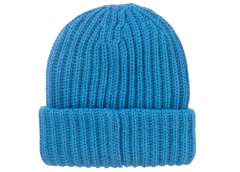 Supreme Classic Logo Chunky Ribbed Beanie (FW24) Blue