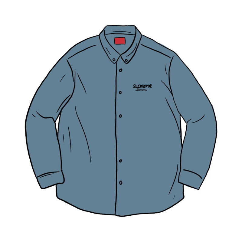 Supreme Classic Logo Denim Shirt Light Blue